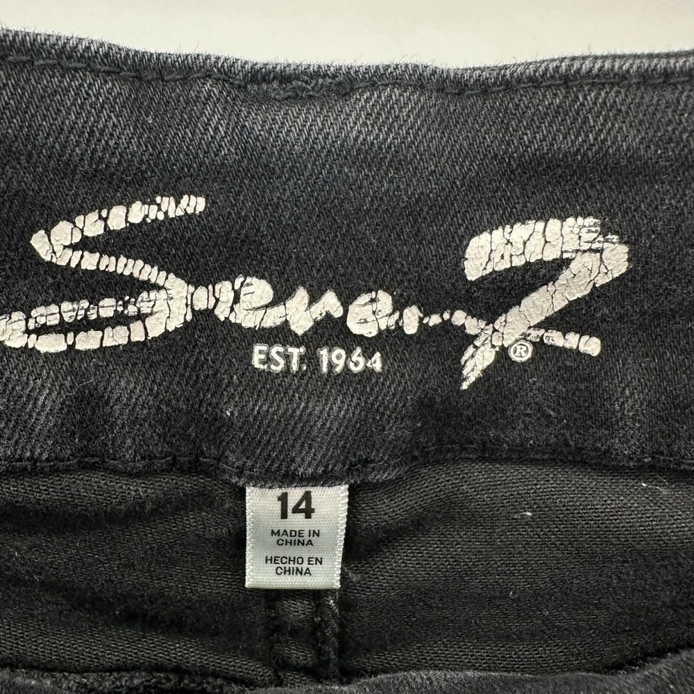 Seven7 Tummyless High Rise Skinny Jeans Womens 14 Black Dark Wash Denim Stretch - Picture 5 of 10